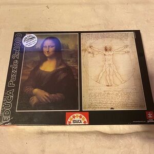 Educa Jigsaw Puzzle Combo 2 x 1000 Mona Lisa and Vitruvian Man OOP New Sealed